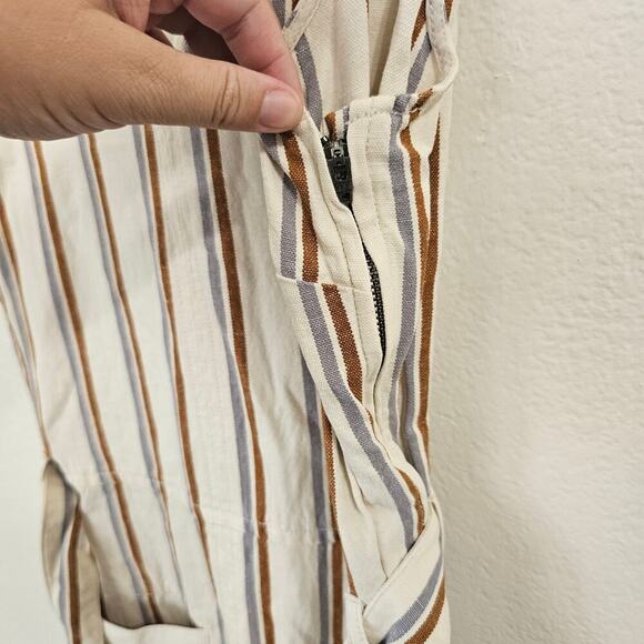 MADEWELL Striped Pull-on Jumpsuit in Double Stripe Grey Feather Size M - Picture 5 of 12